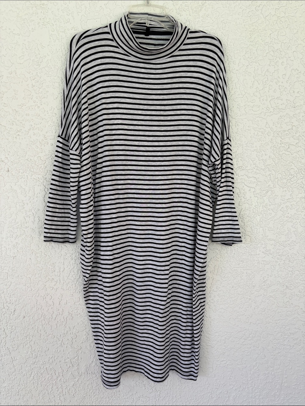Lou & Grey Black and White Striped Turtleneck Midi Dress size M